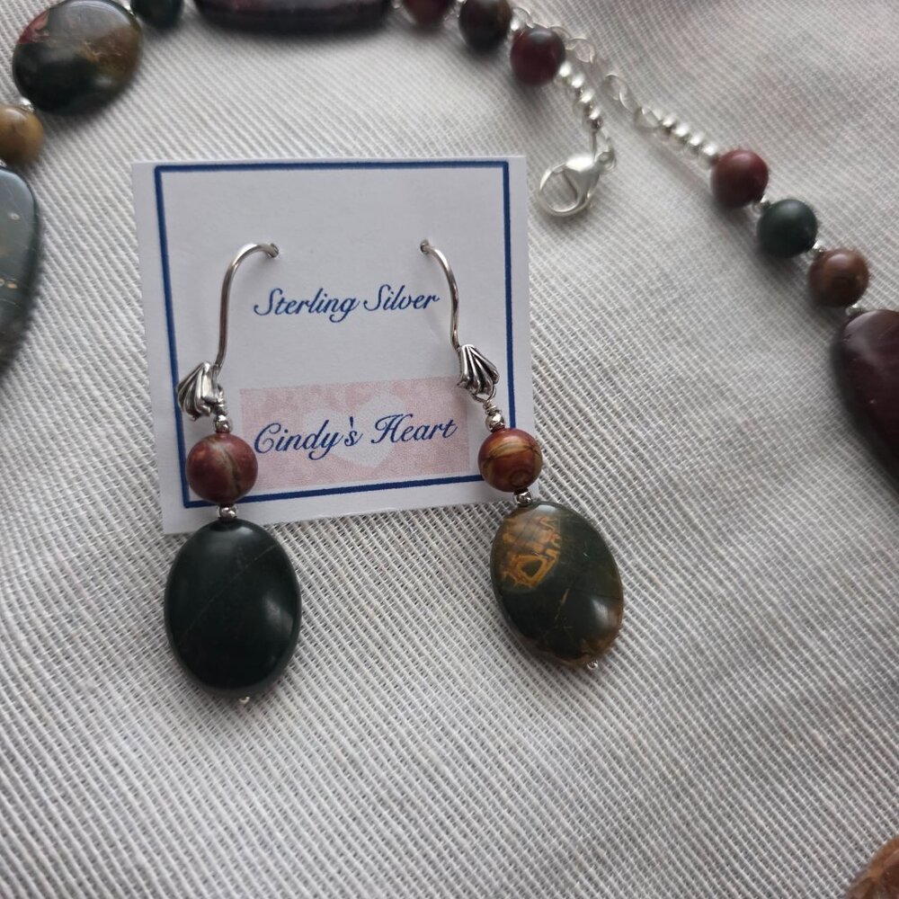 Natural Brown Stone Necklace, Earrings & Bracelet Set - Picture 4 of 6